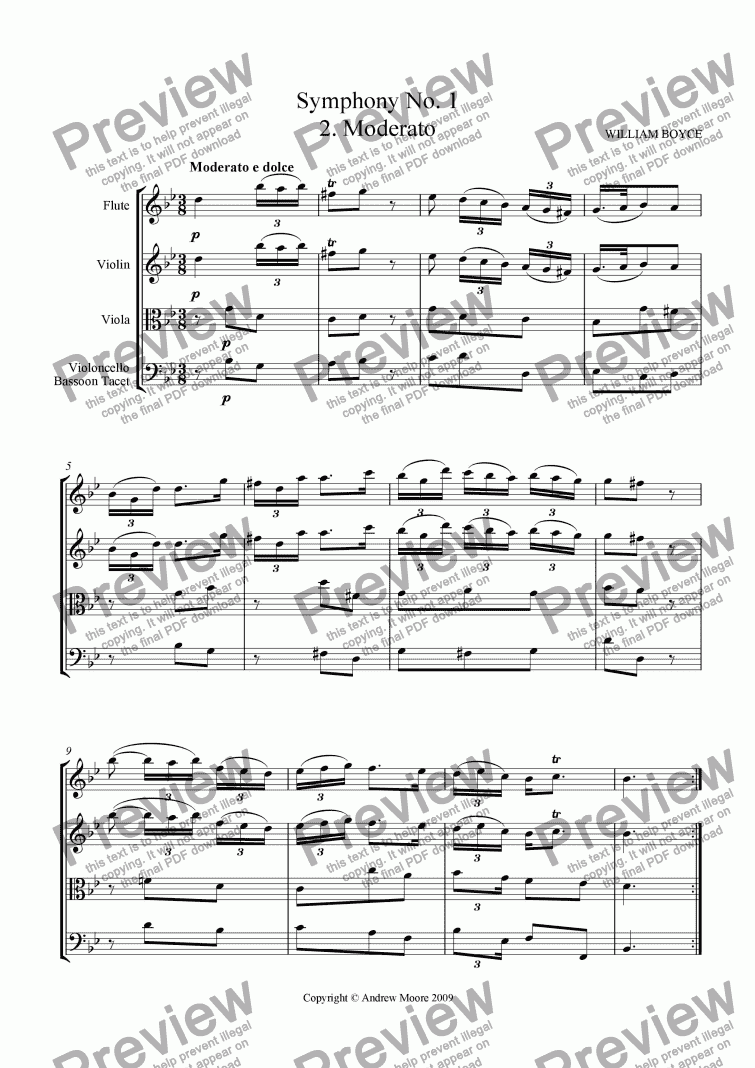 page one of Symphony No 1 - Second Movement