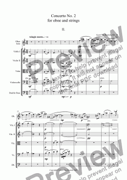 page one of Concerto No. 2 for oboe and strings, Op. 34 - II. Adagio mesto