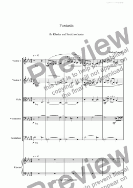 page one of Fantasia for piano and string orchestra