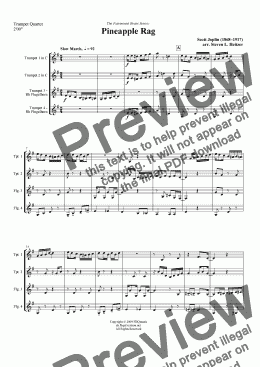 page one of Pineapple Rag - Trumpet QUARTET