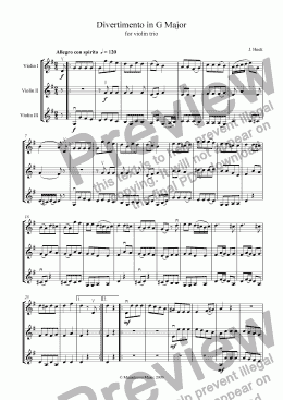page one of Divertimento in G Major - Violin Trio