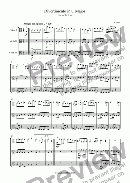 page one of Divertimento in C Major - Viola Trio