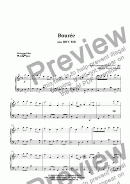 page one of Bouree in F major aus BWV 820 (J.S.Bach)