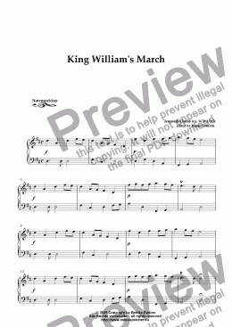 page one of King William's March in D (for piano by J.Clarke)