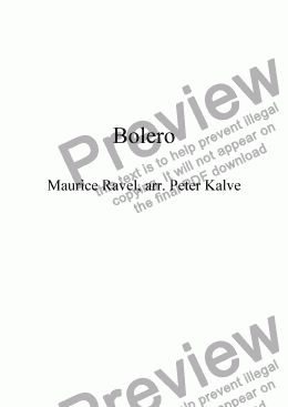 page one of Bolero (Ravel, arranged Kalve)