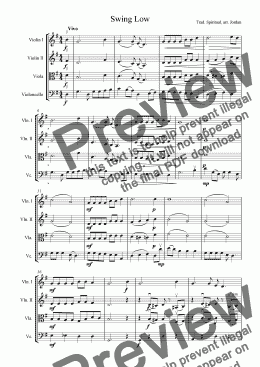 page one of Swing Low (string quartet)