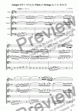 page one of Adagio BWV 1014 for Flute & Strings