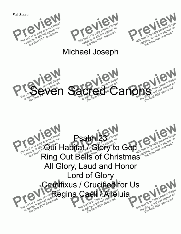 page one of Seven Sacred Canons