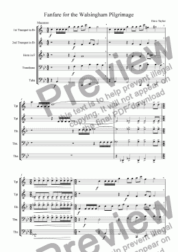 page one of Fanfare for the Walsingham Pilgrimage (brass quintet)