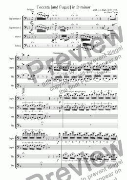 page one of Toccata [and Fugue] in D minor (tuba quartet)