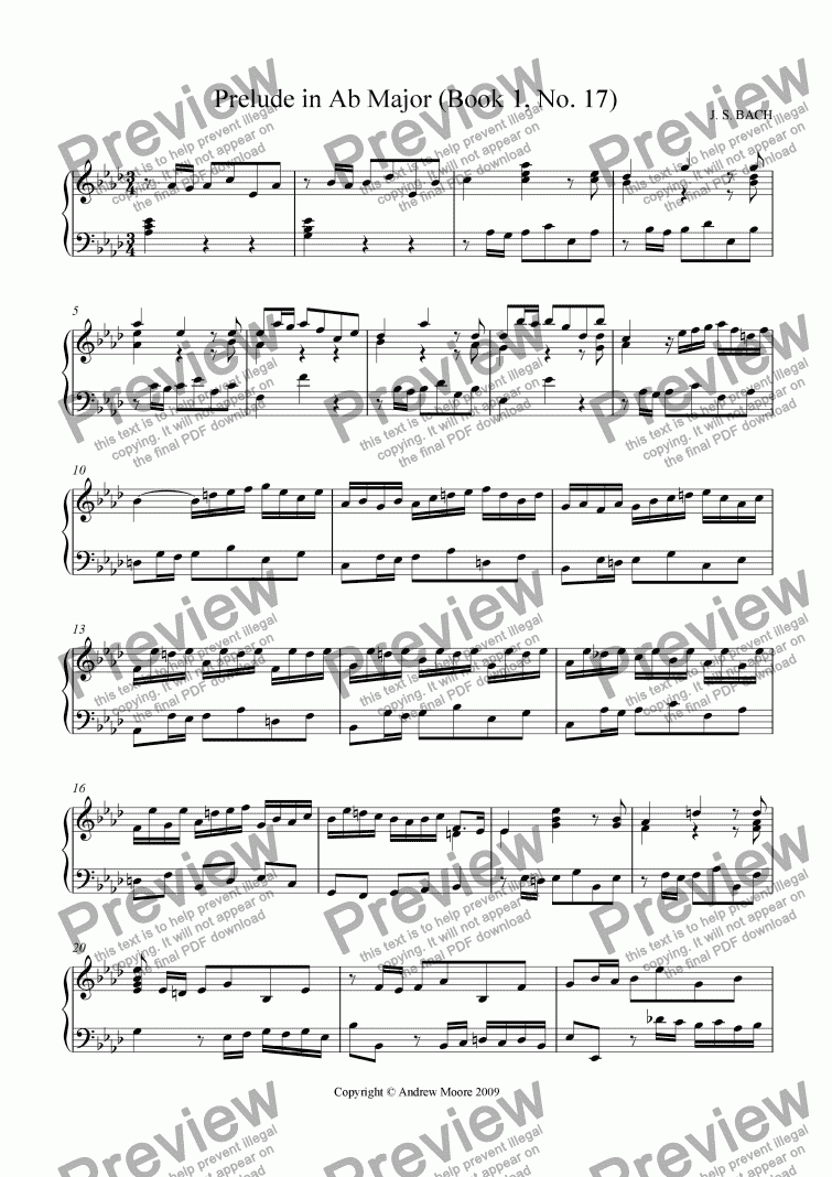 page one of Prelude in Ab Major (Book 1, No. 17)