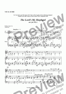 page one of The Lord's my Shepherd arr. for S/S,A