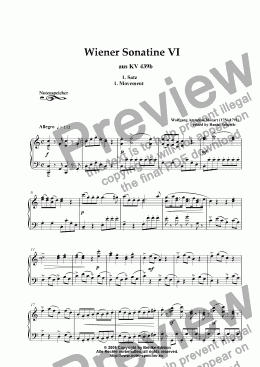 page one of Wiener Sonatine VI, (Divertimento) KV 439b, 1. Movement (Allegro) (W.A.Mozart)