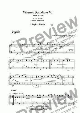 page one of Wiener Sonatine VI, (Divertimento) KV 439b, 3. and 4. Movement (Adagio-Finale) (W.A.Mozart)