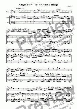 page one of Allegro BWV 1014 for Flute & Strings