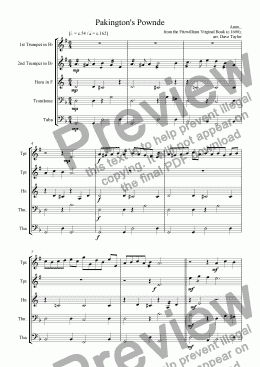 page one of Pakington's Pownde (brass quintet)