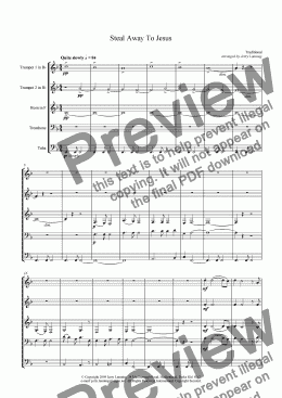 page one of Steal Away To Jesus (brass quintet)