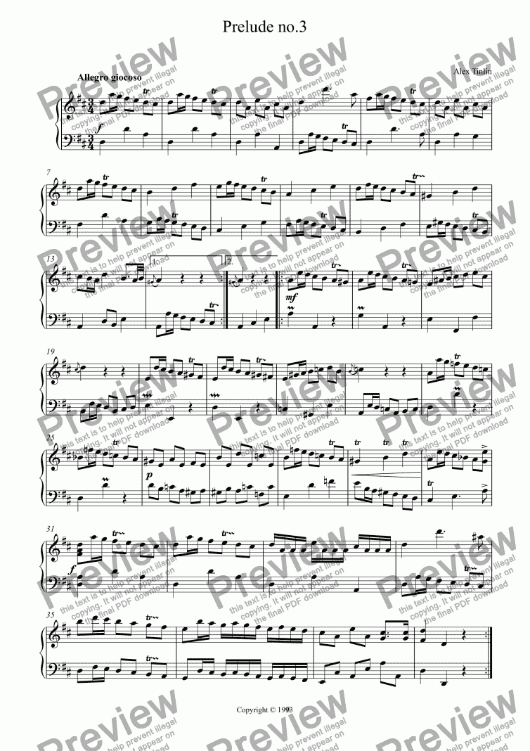 page one of Prelude no.3