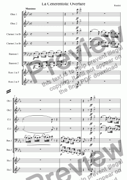 page one of Overture to La Cenerentola (Wind Octet)