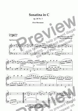 page one of Sonatine C major, op. 36 Nr. 1, 1. Movement, Spirituoso (M. Clementi)
