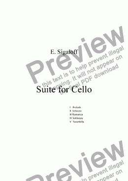 page one of Suite for Cello