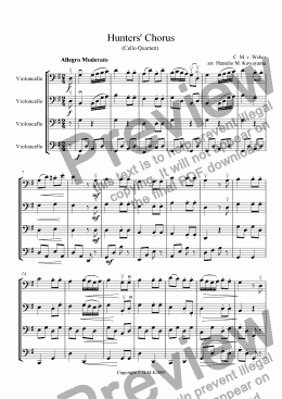 page one of Hunters' Chorus for Cello Quartett