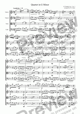 page one of Handel - STRING QUARTET in G Minor