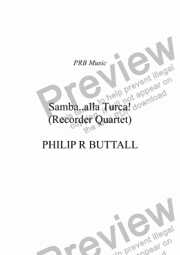 page one of Samba..alla Turca! (Recorder Quartet)