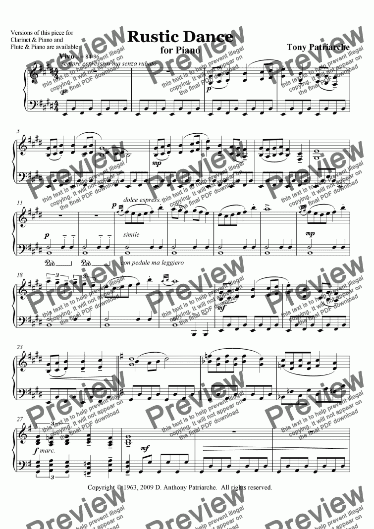 page one of Rustic Dance for Piano