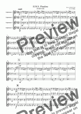 page one of HMS Pinafore - Overture