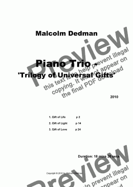page one of Piano Trio - ’Trilogy of Universal Gifts’