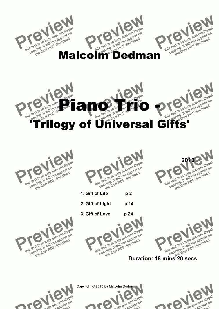page one of Piano Trio - ’Trilogy of Universal Gifts’