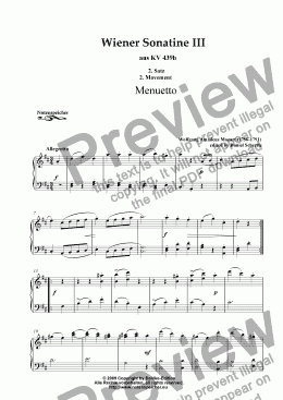 page one of Wiener Sonatine III KV 439b, 2. Movement, Menuetto (W.A.Mozart)