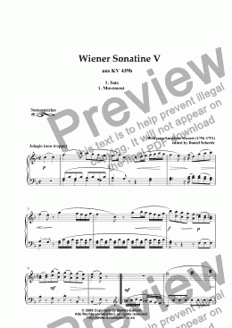 page one of Wiener Sonatine V, 1. Movement, Andante (W.A.Mozart)