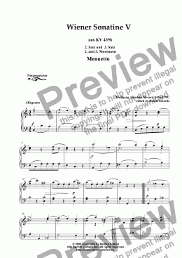page one of Wiener Sonatine V, 2. & 3. Movement, Menuetto & Polonaise (W.A.Mozart)