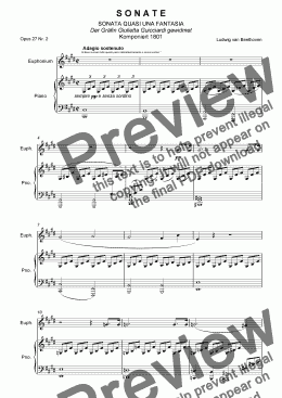page one of Moonlight Sonata Mov. 1 - Euphonium Solo & Pianoforte