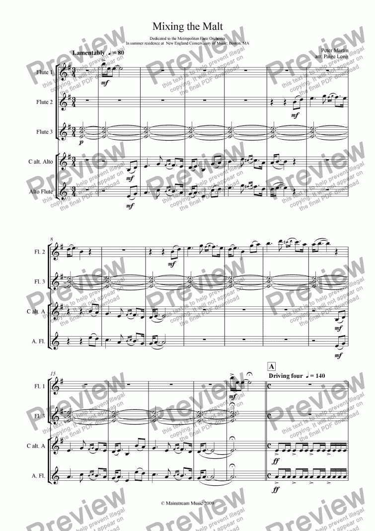 page one of Mixing the Malt - Flute Quartet