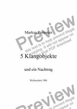page one of 5 Klangobjekte und ein Nachtrag