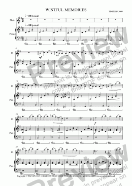 page one of WISTFUL MEMORIES for flute and piano