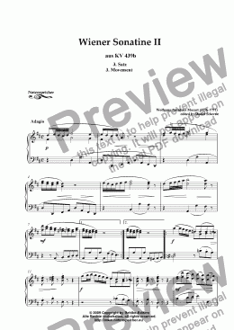 page one of Wiener Sonatine II from KV 439b, 3. Movement - Adagio (W.A.Mozart)