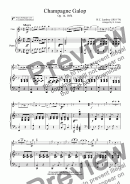 page one of Champagne Galop for flute and piano