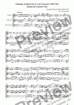page one of Chandos Anthem No.11 "Let God arise" HWV256 Sonata for Clarinet Trio