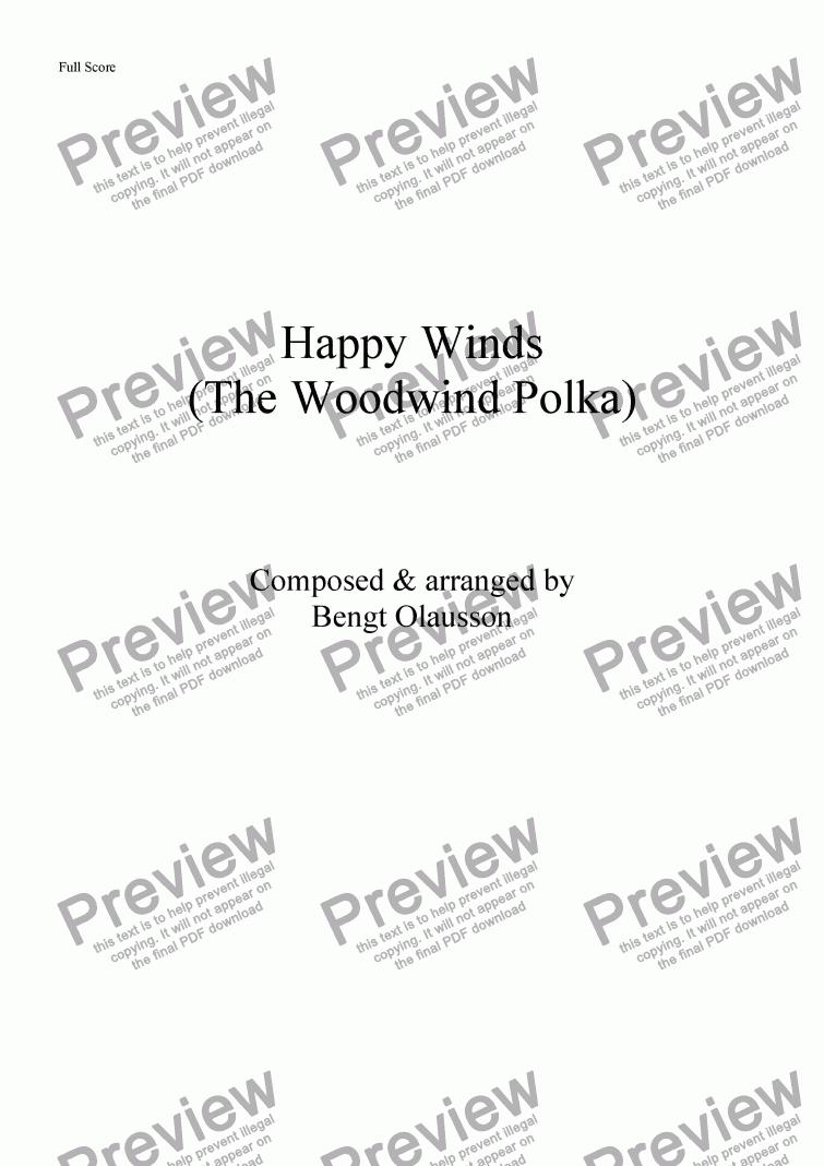 page one of Happy Winds (The woodwind polka)