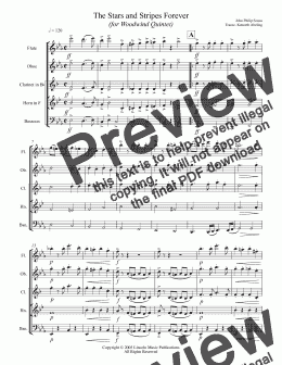 page one of March - The Stars & Stripes Forever (Woodwind Quintet)