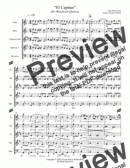 page one of March - El Capitan (Woodwind Quintet)