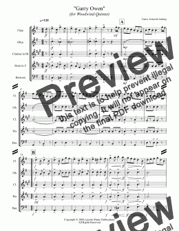 page one of March - Garry Owen (Woodwind Quintet)