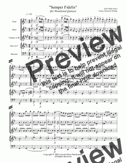 page one of March - Semper Fidelis (Woodwind Quintet)