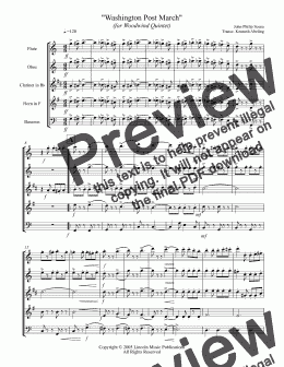 page one of March - Washington Post (Woodwind Quintet)