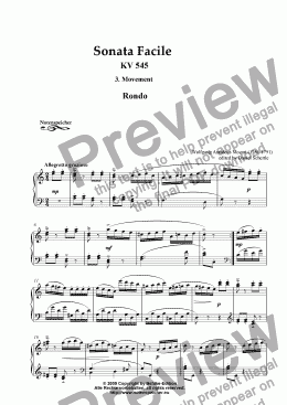 page one of Sonata facile, C major, 3. Movement, Rondo - Allegro KV 545 (W.A.Mozart)