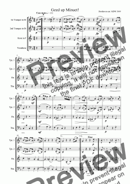 page one of Brass Quartet: Geed Up Minuet! by Beethoven